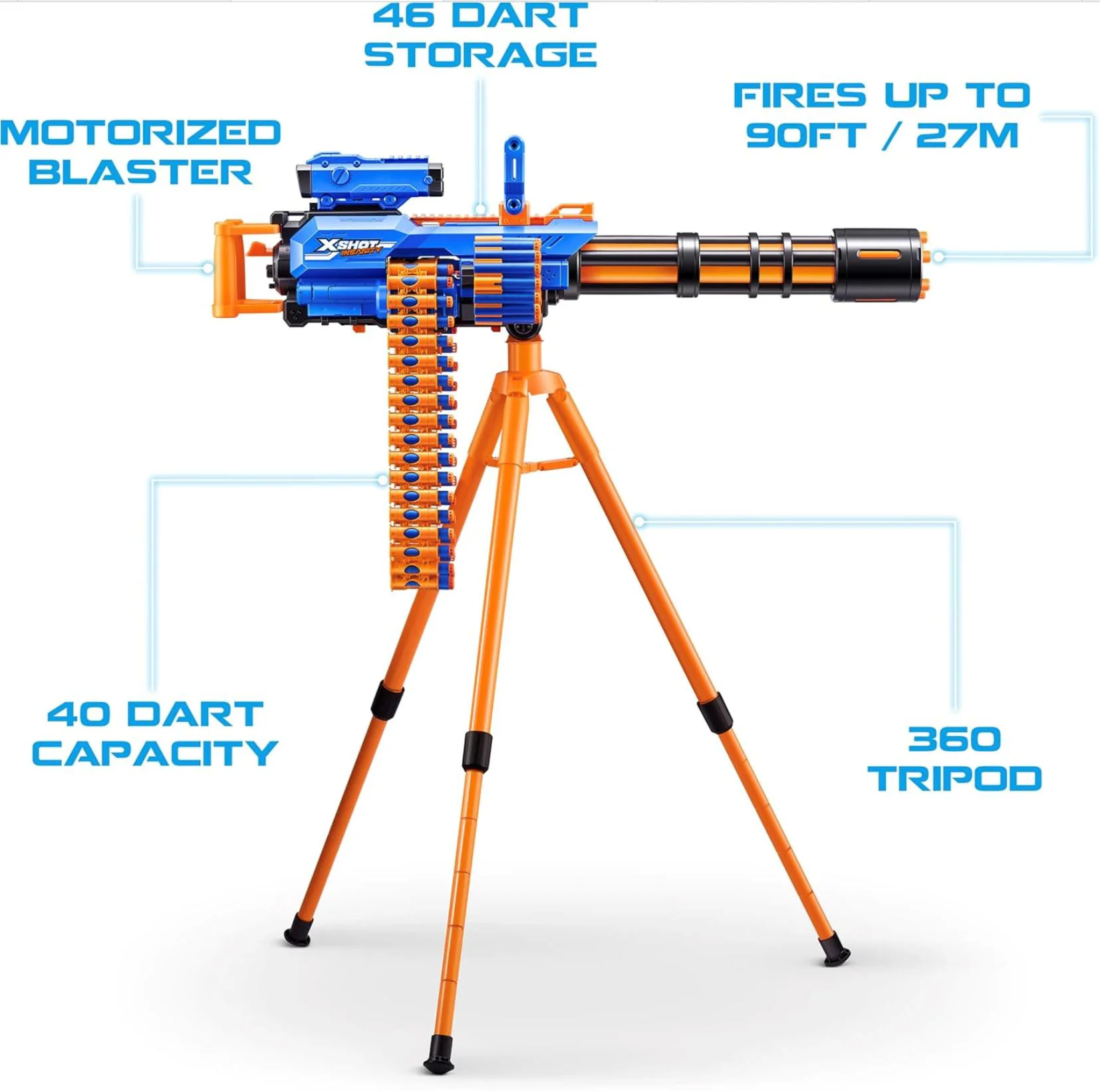 Blaster ZURU X-Shot Insanity Motorized Rage Fire, 72 cartuse foto