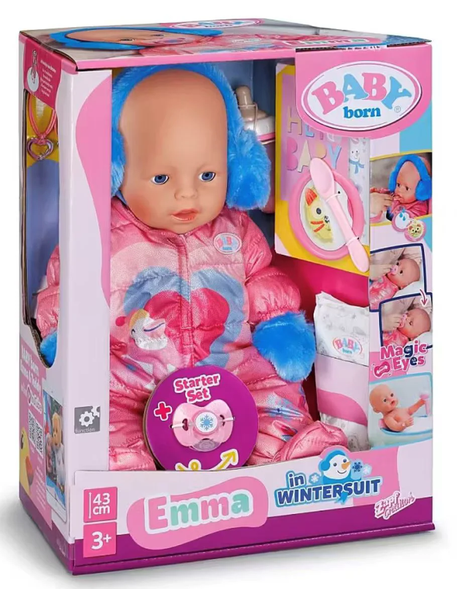 Papusa Baby Born Bebelus Emma in costum de iarna, 43 cm, cu accesorii foto