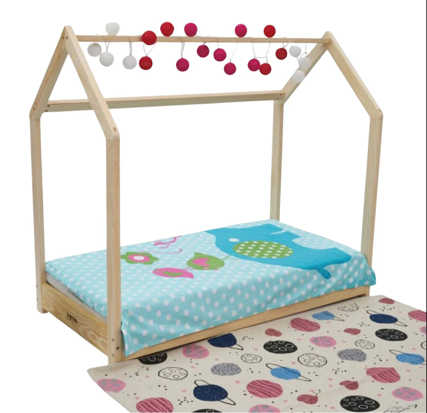 Pat pentru copii U-grow in forma de casa, 140 х 70 cm foto