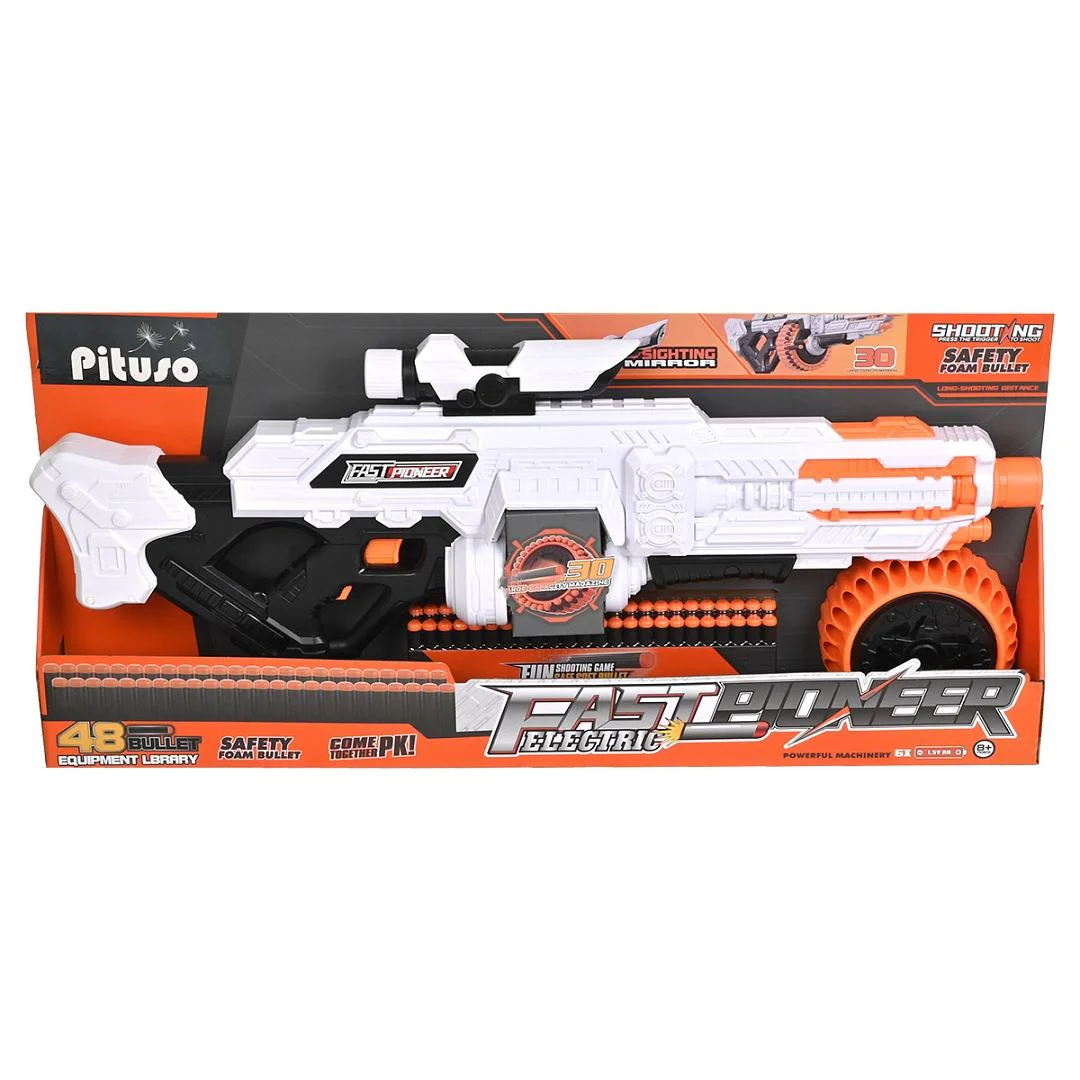 Arma de jucarie electrica Fast Pioneer cu cilindru rotativ si gloante din spuma, 48 proiectile foto