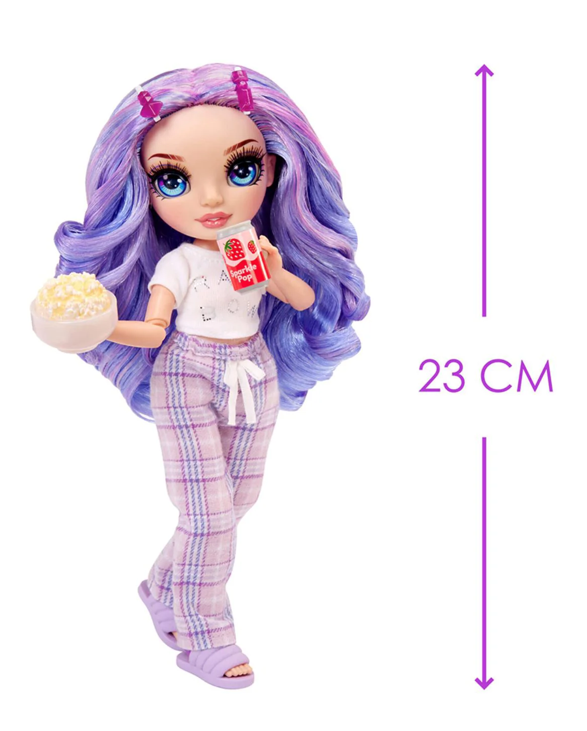 Papusa Rainbow High Junior PJ Party, Violet Willow, 23 cm foto