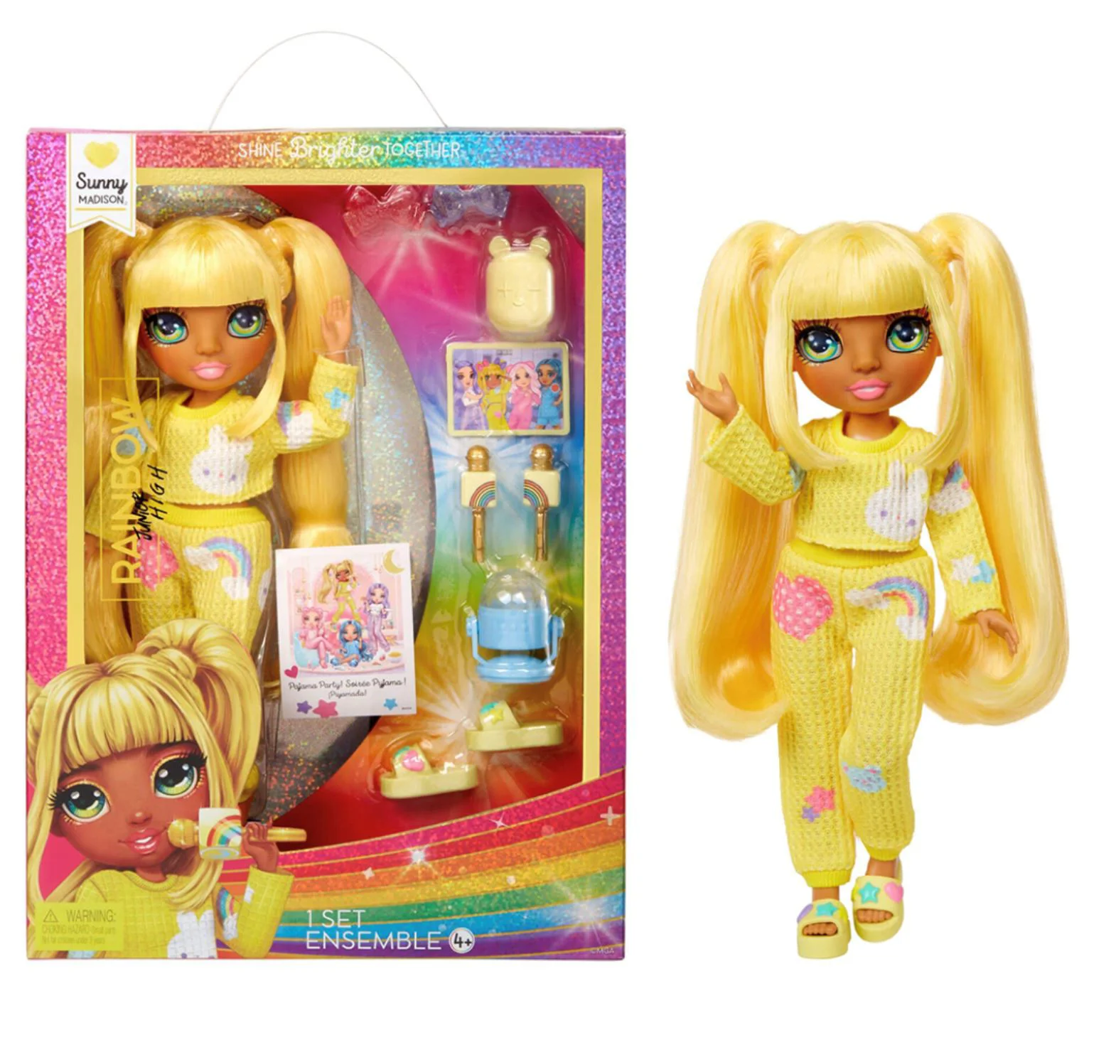 Papusa Rainbow High Junior PJ Party, Sunny Madison, 23 cm foto