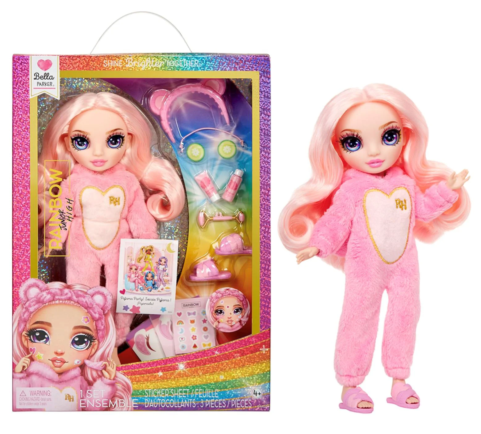 Papusa Rainbow High Junior PJ Party, Bella Parker, 23 cm foto