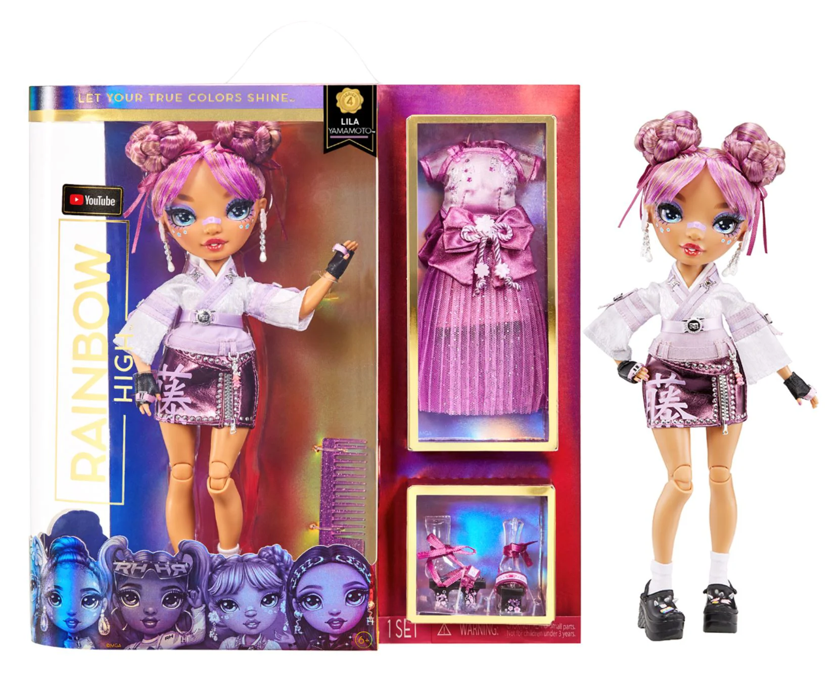 Papusa Rainbow High Lila Yamamoto cu accesorii, 28 cm foto