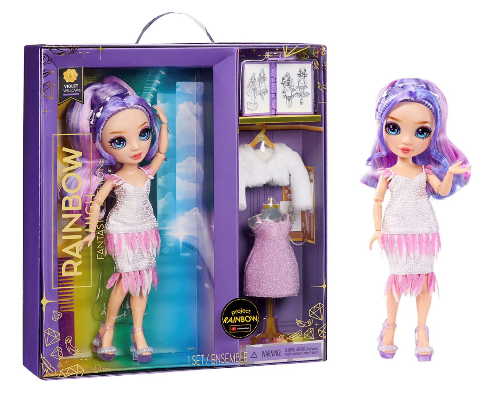 Papusa Rainbow High Violet Willow cu accesorii, 28 cm foto