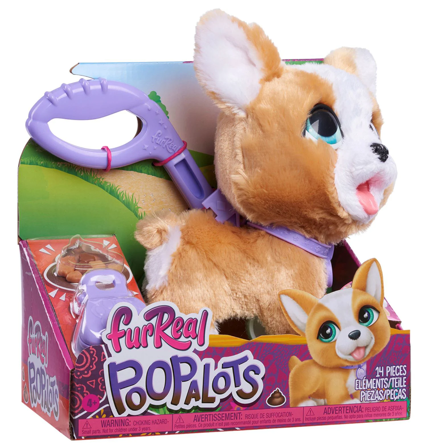 Jucarie interactiva de plus FurReal Catelus Corgi cu lesa, 23 cm foto