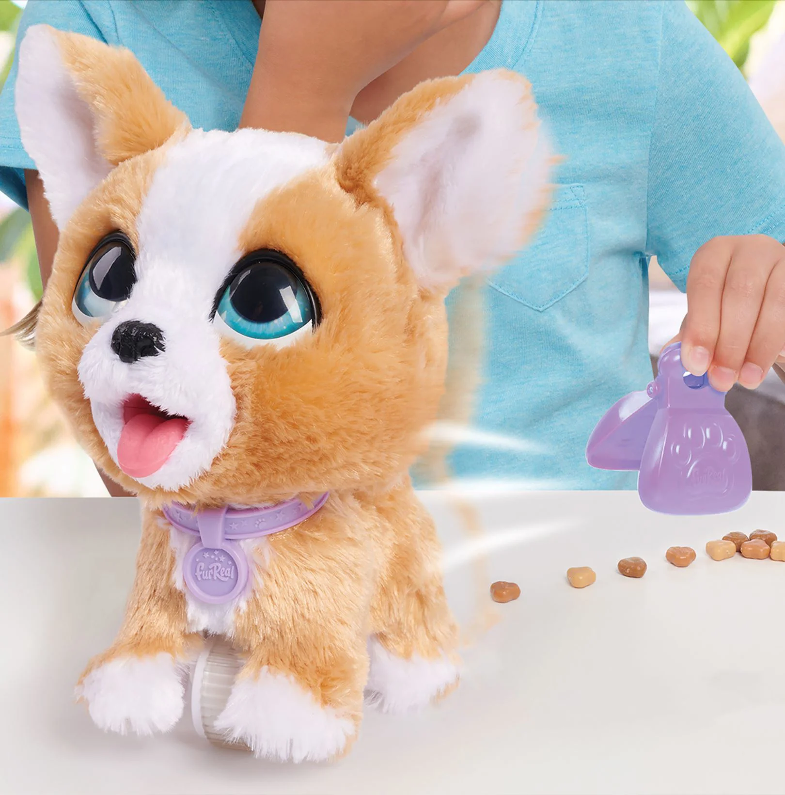 Jucarie interactiva de plus FurReal Catelus Corgi cu lesa, 23 cm foto