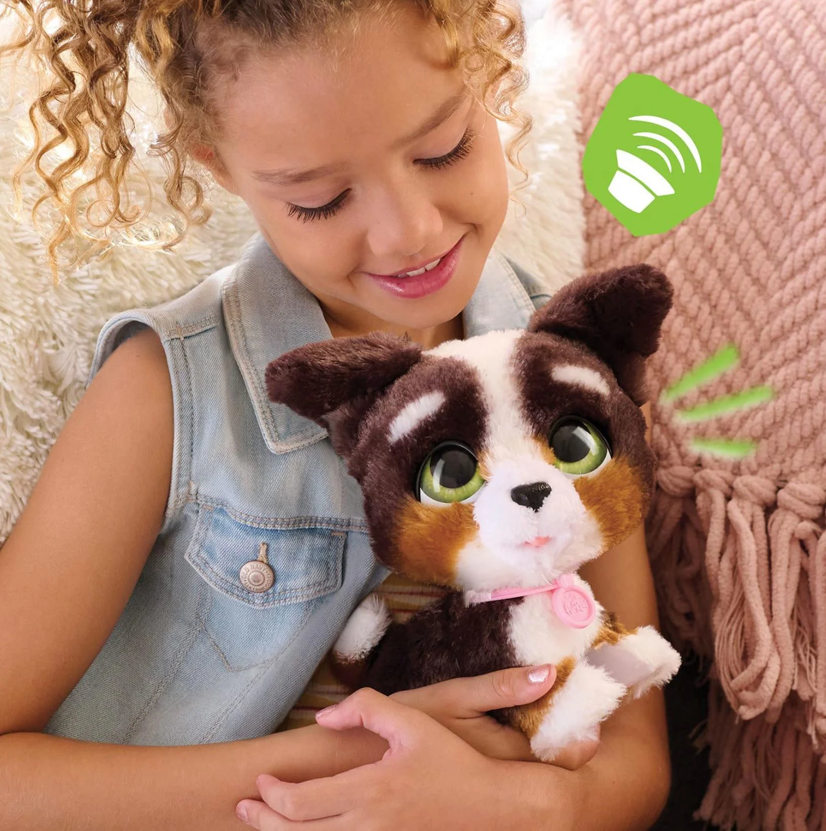 Jucarie interactiva de plus FurReal Catelus Bernedoodle cu lesa, 23 cm foto