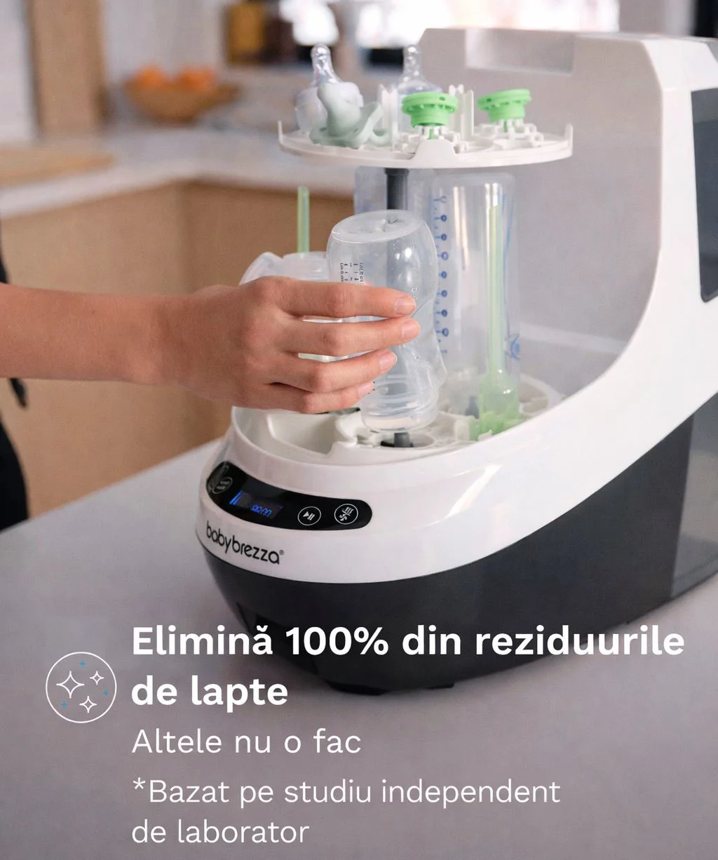 Dispozitiv pentru spalat, sterilizat si uscat biberoane Baby Brezza Bottle Washer Pro All Black foto