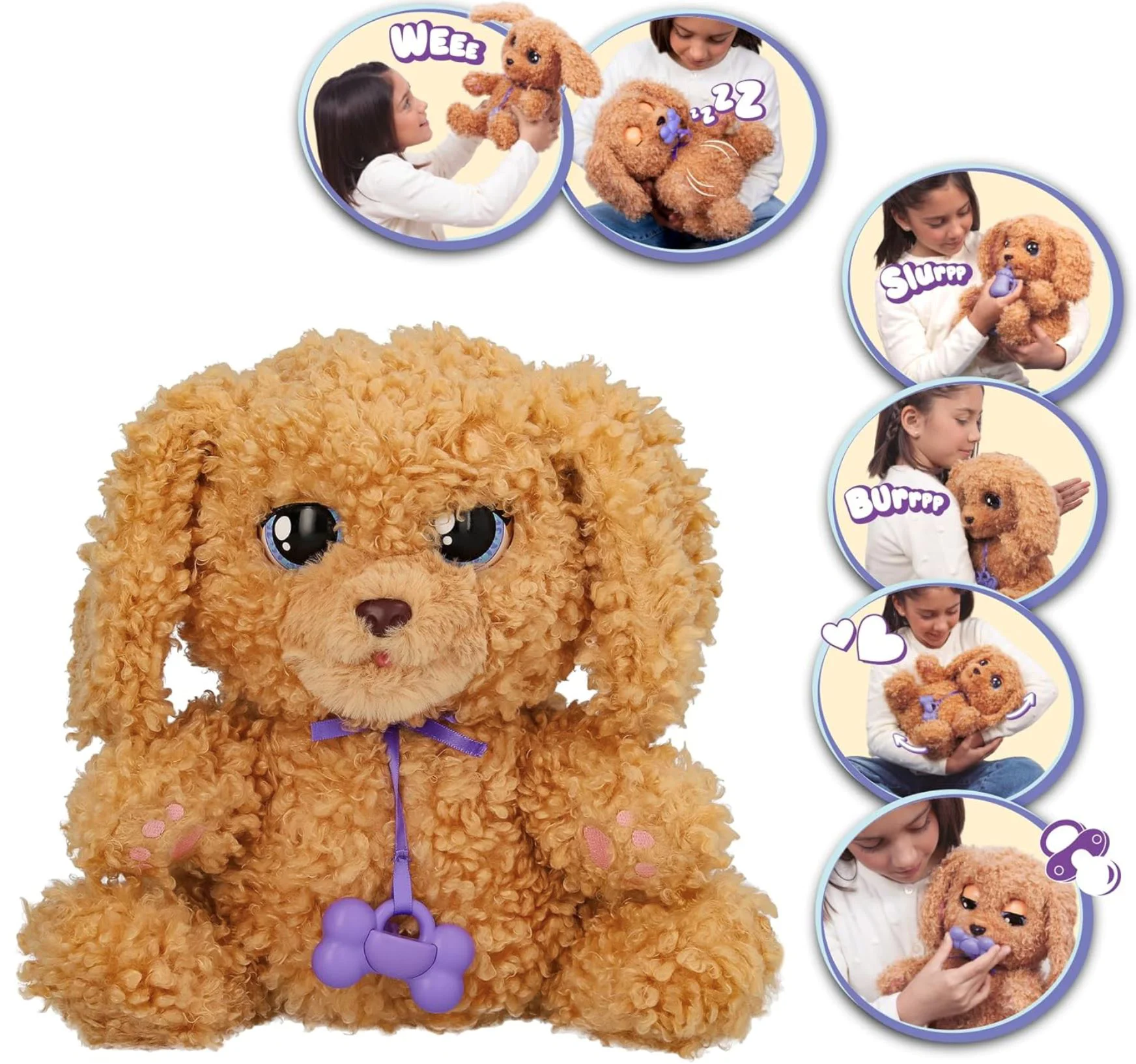 Jucarie de plus interactiva Baby Paws Catelus cu sunete si suzeta in gentuta, 29 cm foto