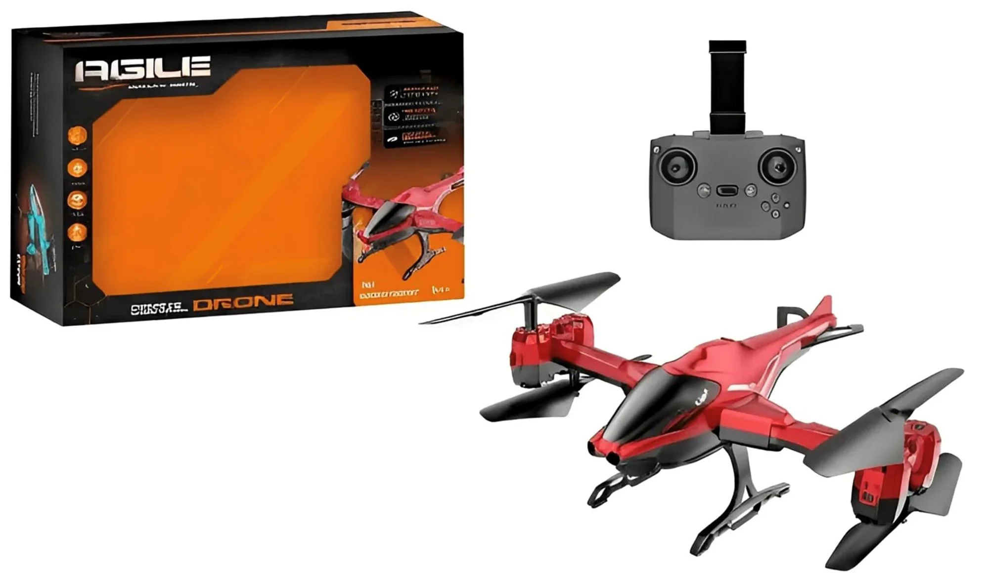 Drona-Elicopter cu telecomanda, senzor, functii viteza, aterizare, rotatie 360, Rosu foto