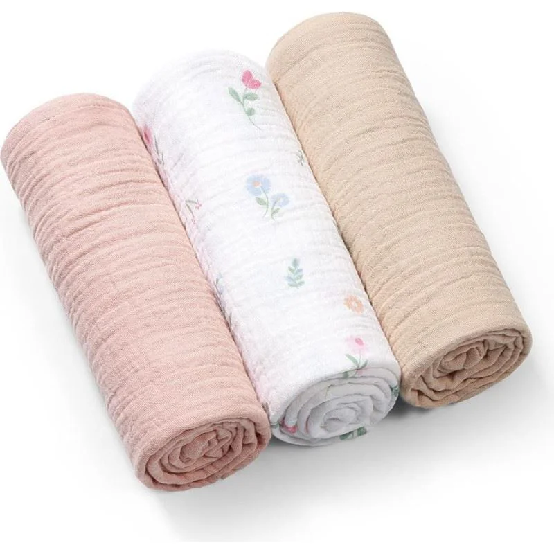 Набор муслиновых пелёнок BabyOno Pink, 3 шт. foto