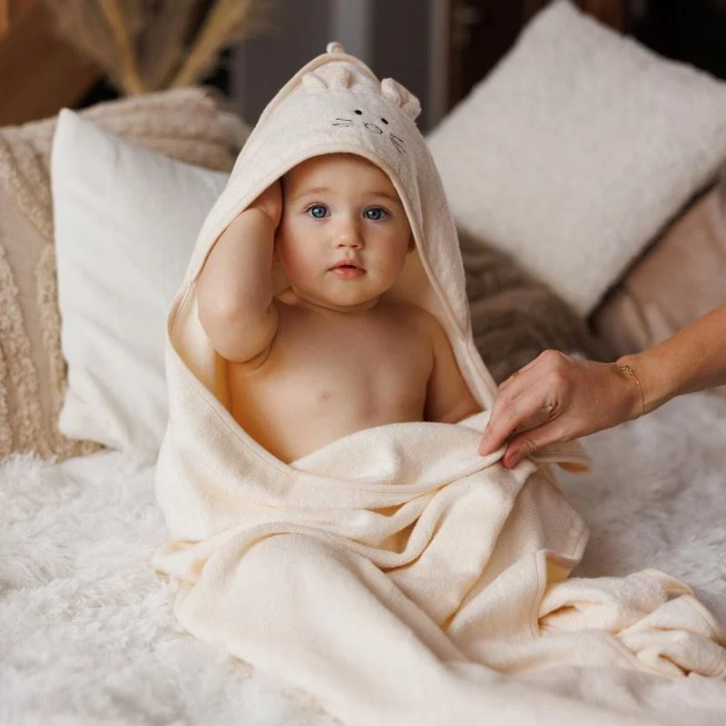 Бамбуковое банное полотенце с капюшоном BabyOno Ecru, 100x100 см foto