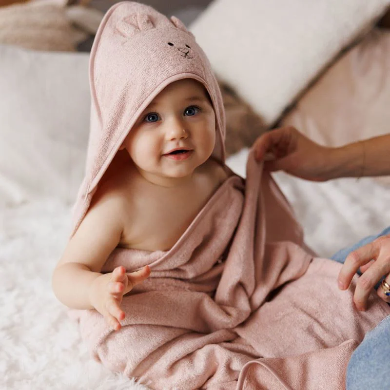 Prosop de baie din bambus cu gluga BabyOno Pink, 100x100 cm foto