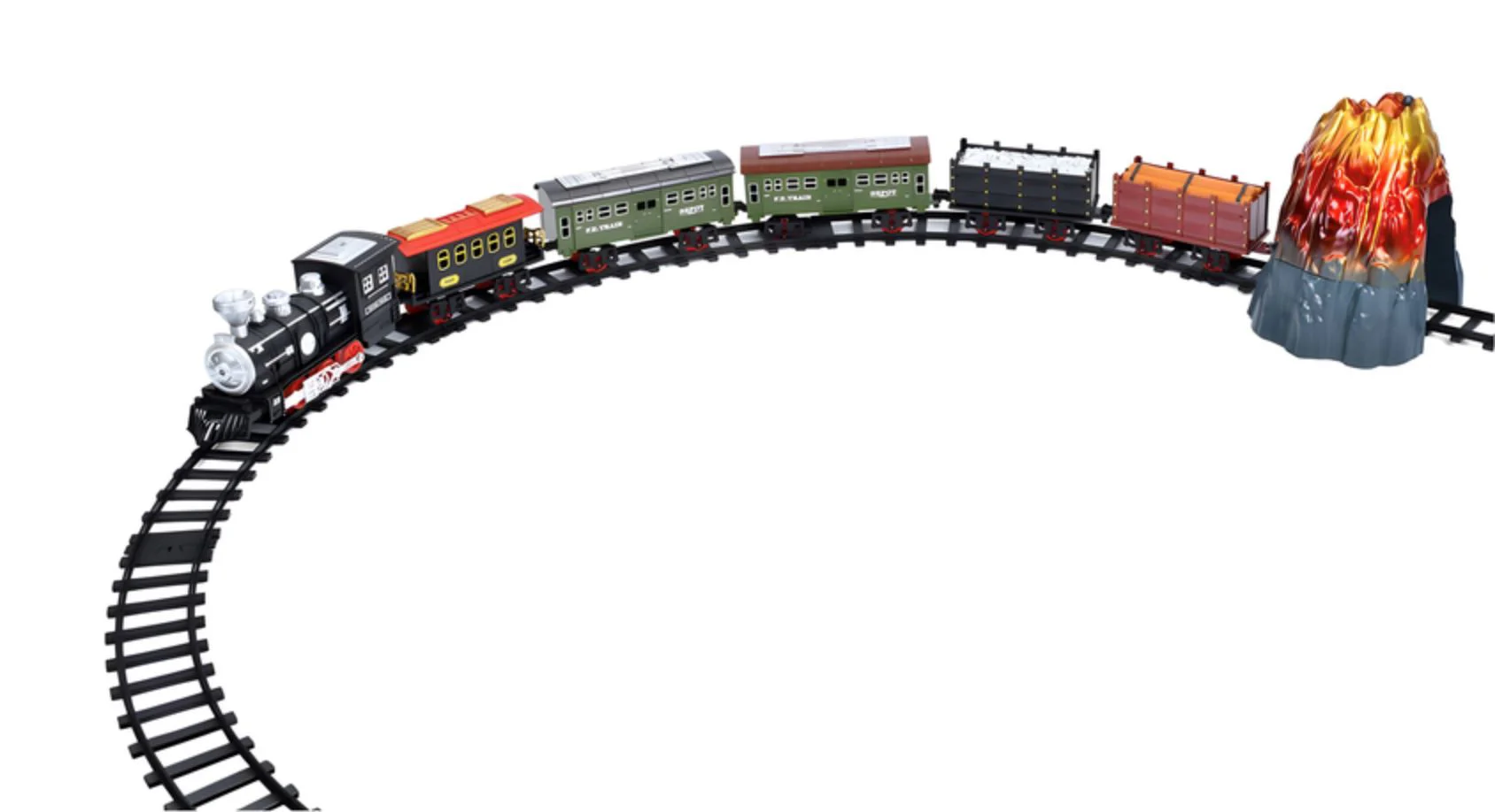 Set de joaca Xiong Xian Tren Vulcan cu cale ferata, 5 vagoane, sunete, lumini si efecte foto