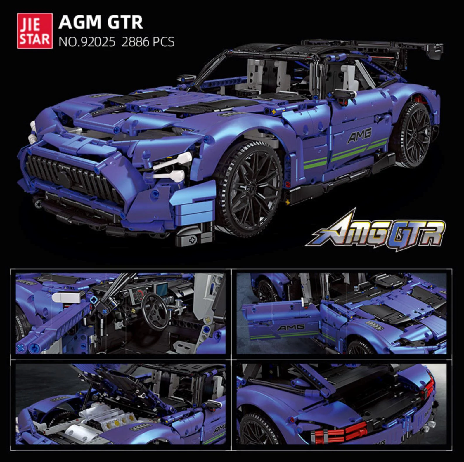 Set de constructie Jie Star Masina cu telecomanda 1:8, Violet, 2886 el. foto