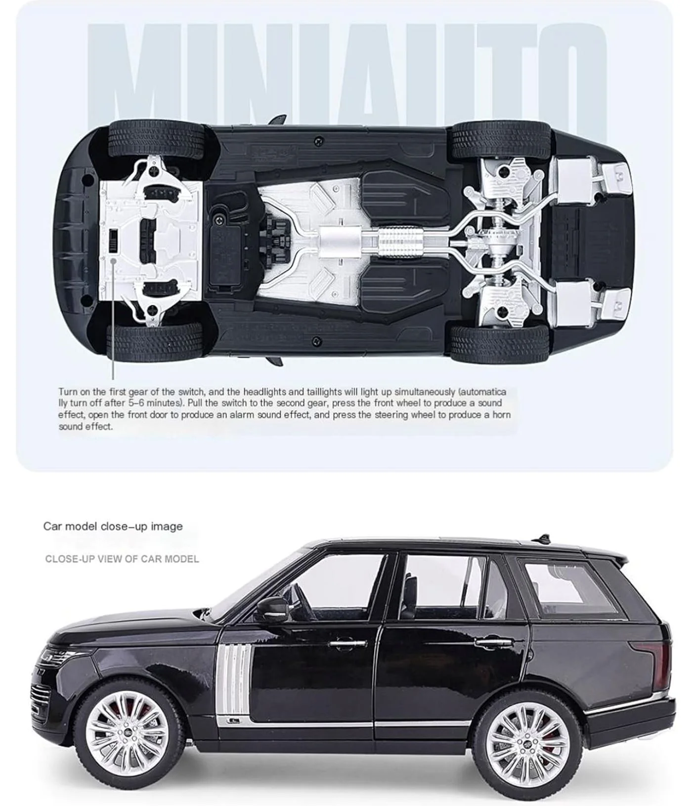 Macheta auto Range Rover din metal cu sunete si lumini, 1:18 foto