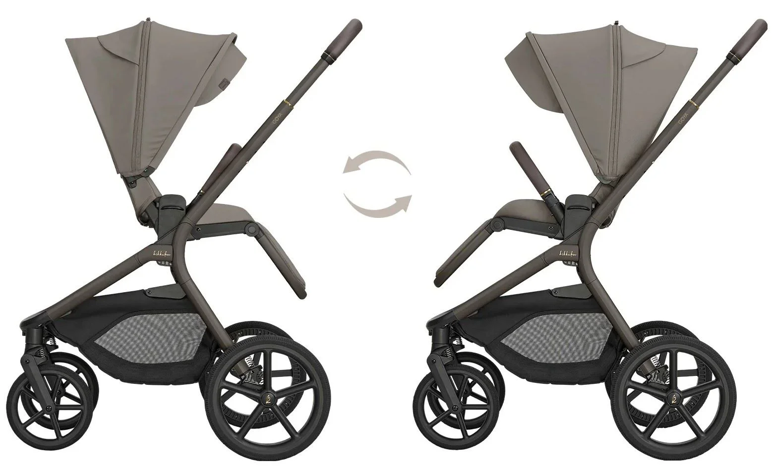 Carucior 2 in 1 KikkaBoo Goya Platinum Mocca foto