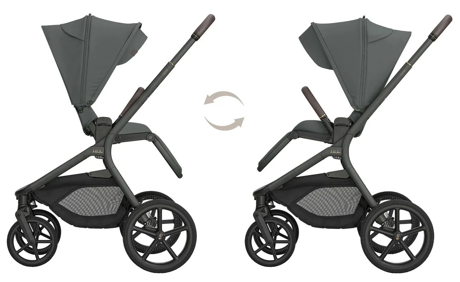 Carucior 2 in 1 KikkaBoo Goya Platinum Olive foto