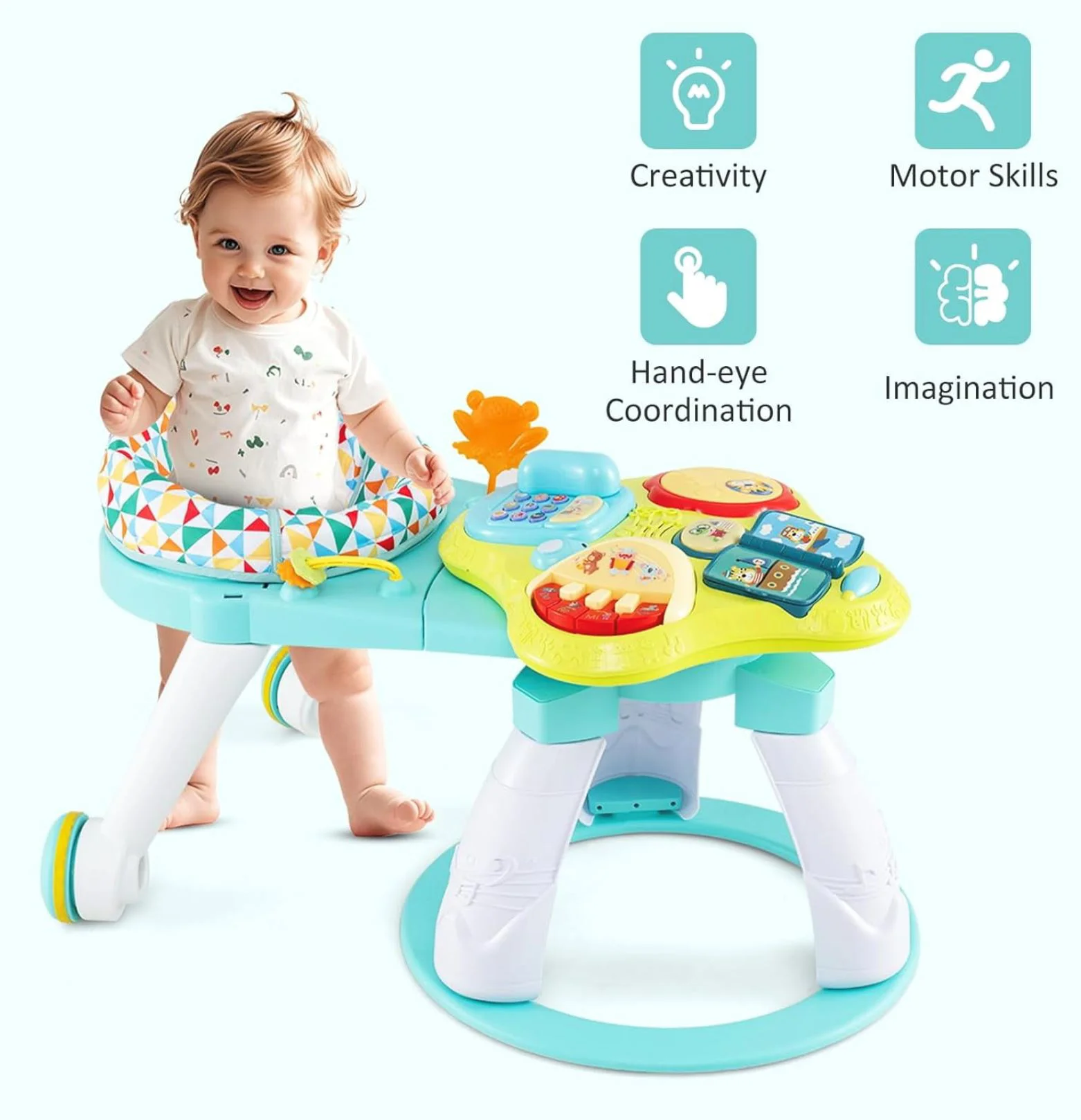 Scaun cu masuta si activitati 3 in 1 pentru bebelus, Verde foto