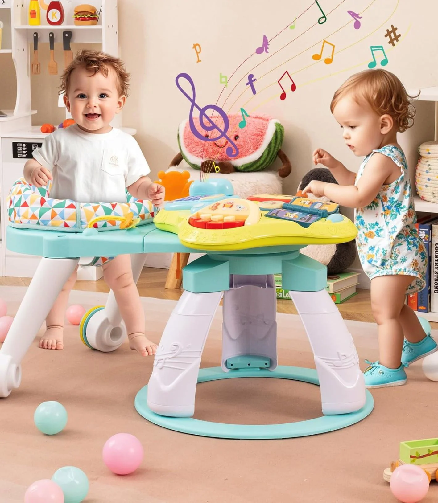 Scaun cu masuta si activitati 3 in 1 pentru bebelus, Verde foto