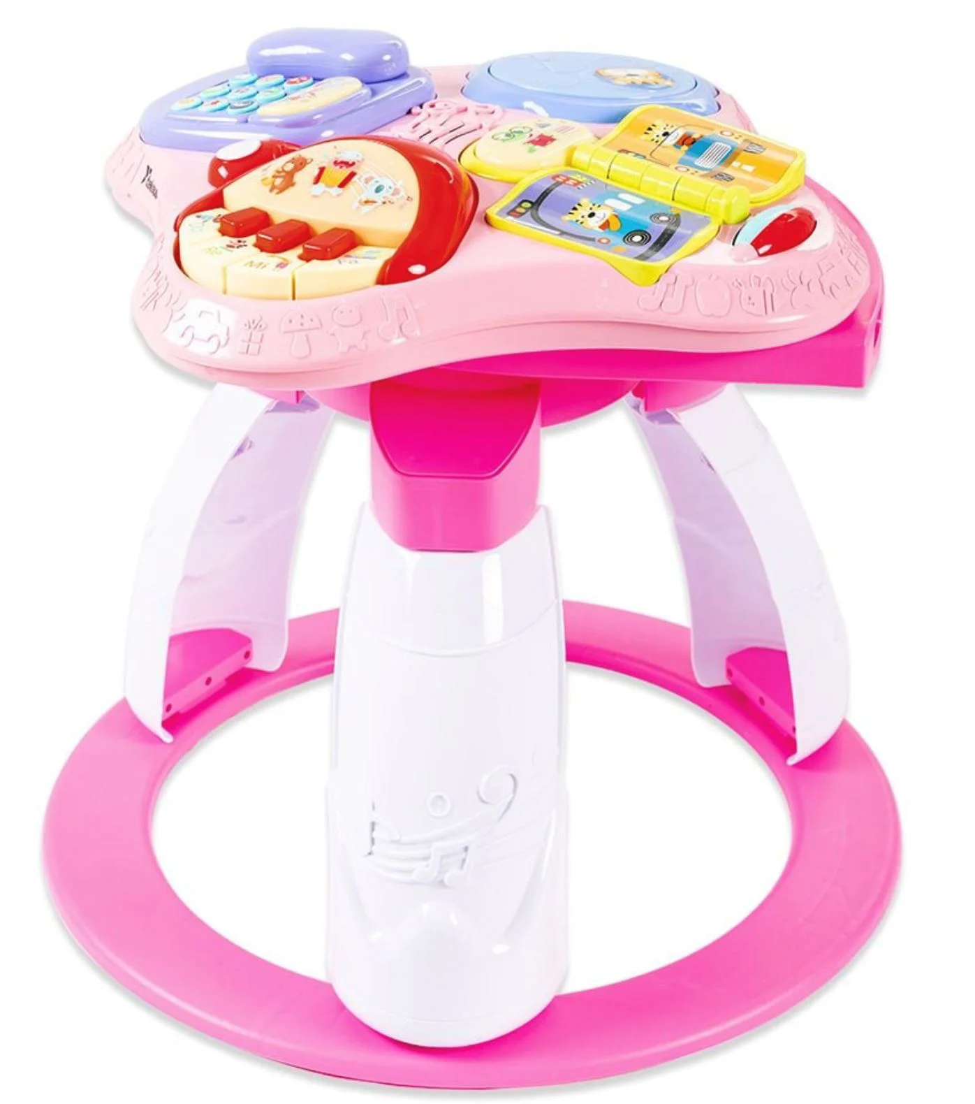 Scaun 3 in 1 cu masuta si activitati pentru bebelus, Roz foto