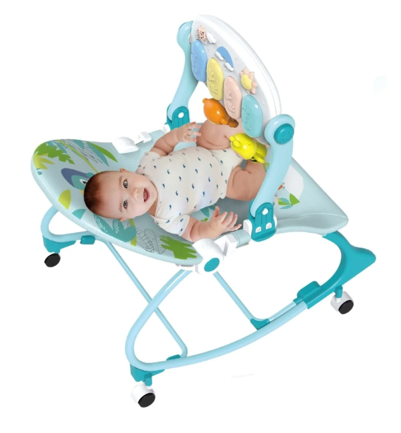 Scaunel multifunctional cu sunete si roti, Albastru foto