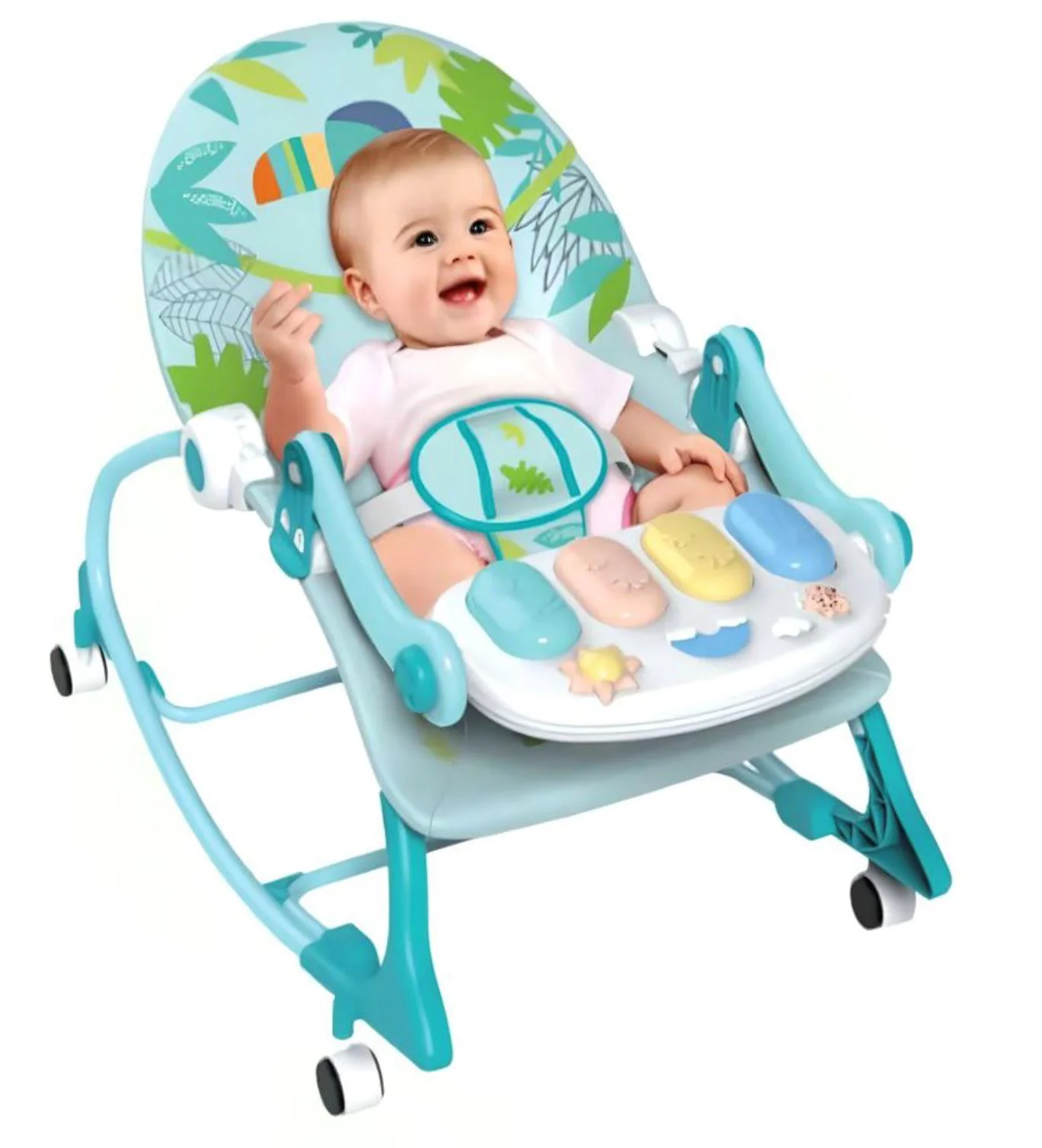 Scaunel multifunctional cu sunete si roti, Albastru foto