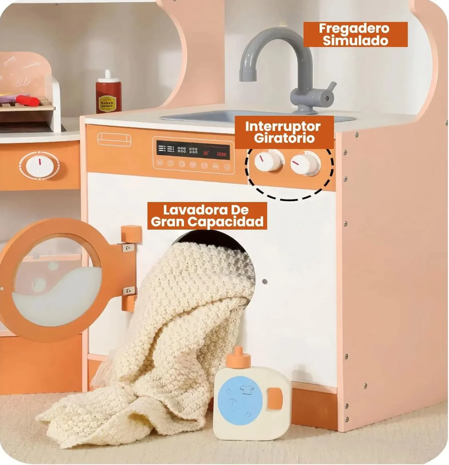 Set de joaca din lemn Mega Bucatarie cu frigider si alte accesorii foto