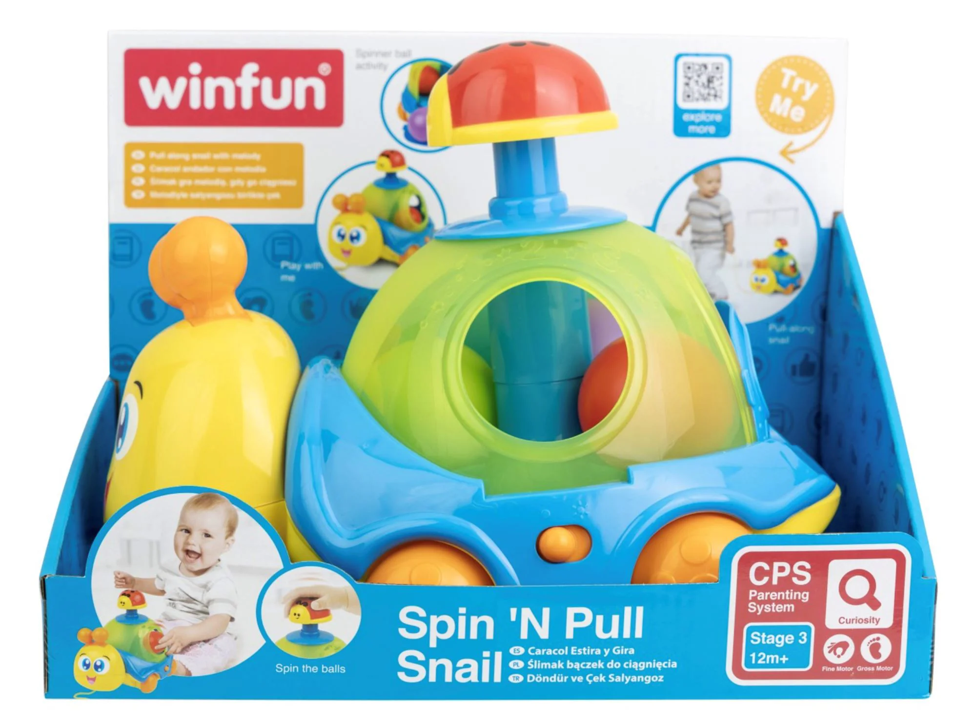 Игрушка Winfun Улитка с колесами, звуками и шнурком для тяги foto