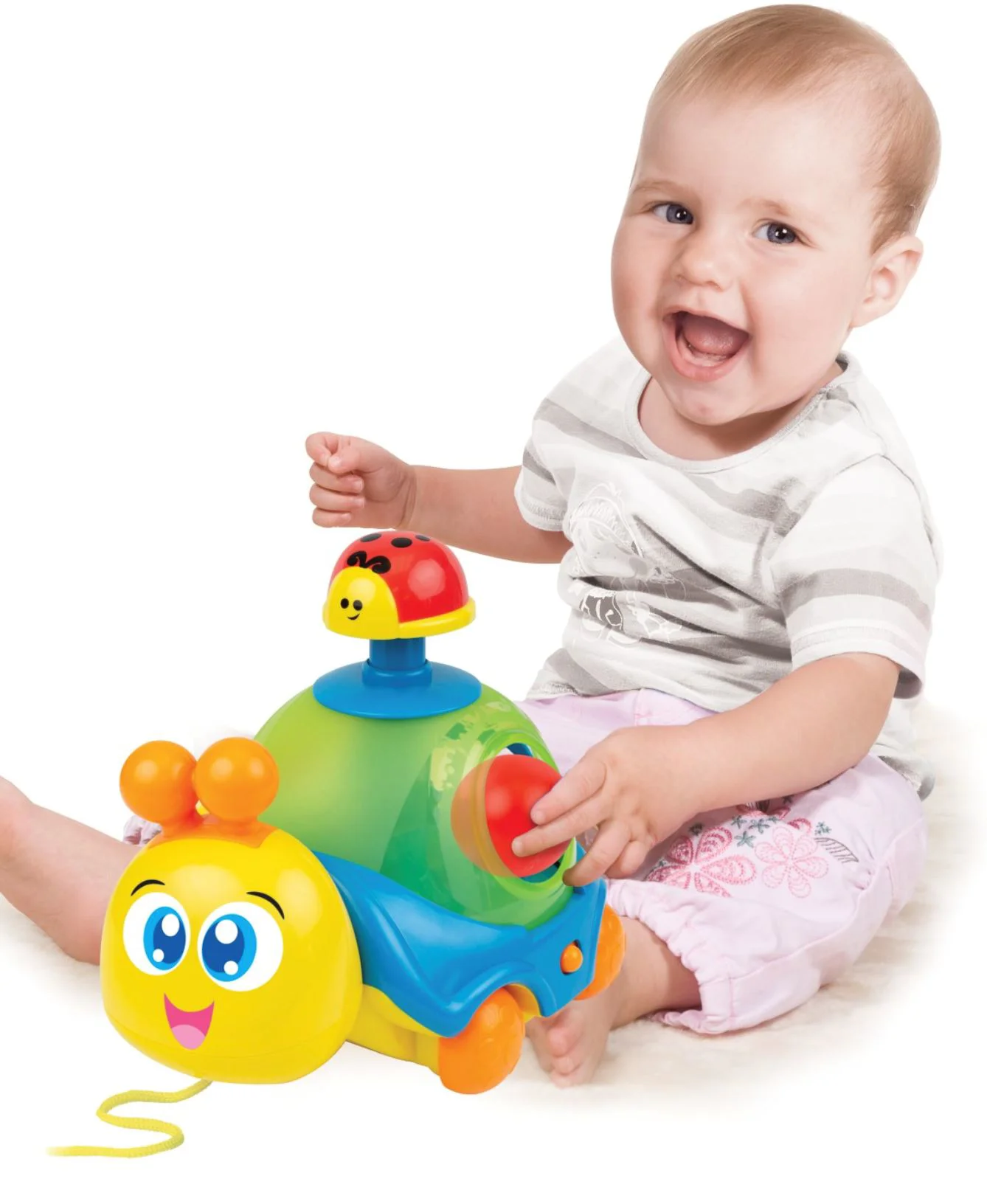 Игрушка Winfun Улитка с колесами, звуками и шнурком для тяги foto