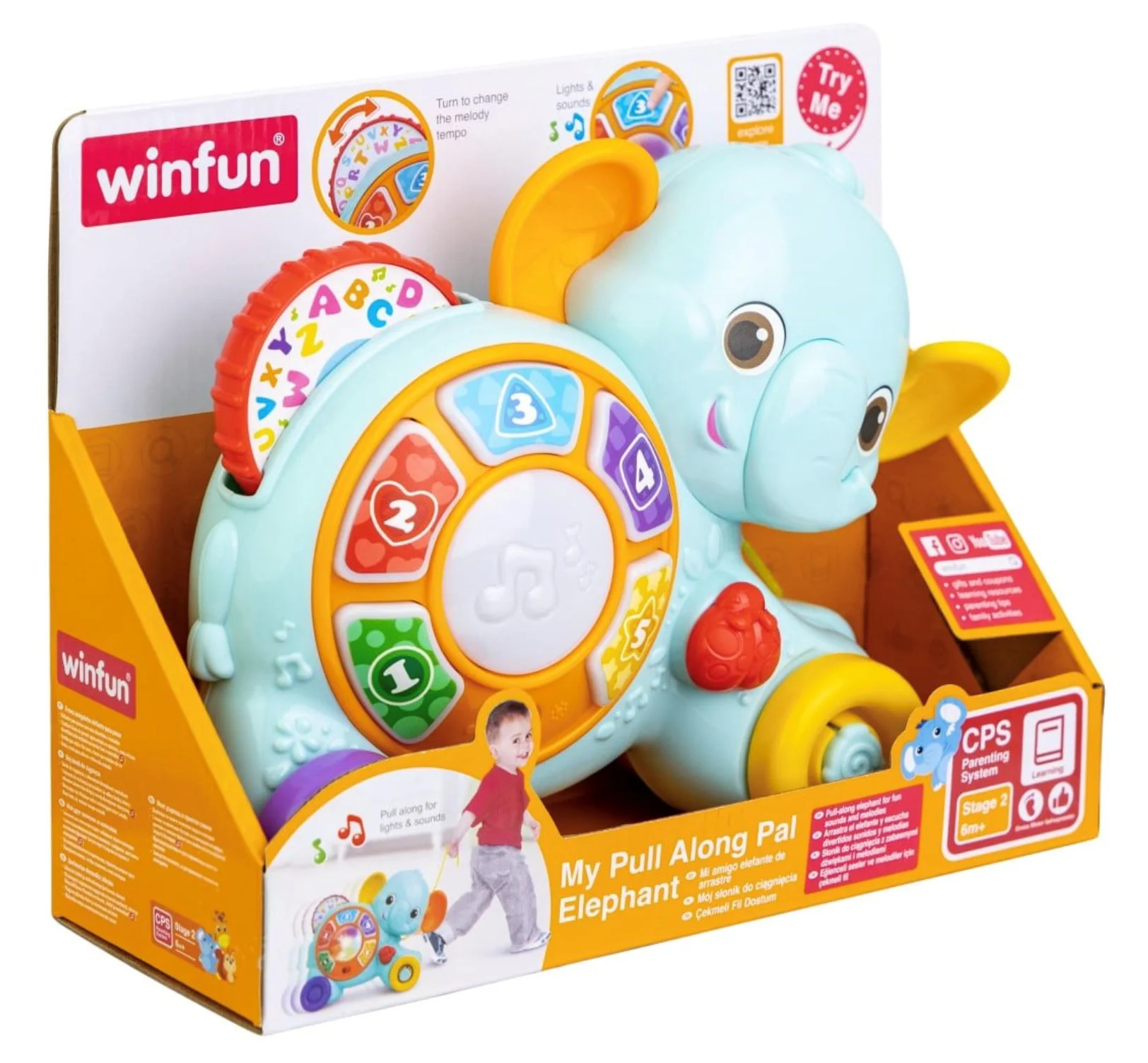 Интерактивная игрушка Winfun Слон с тянущейся веревочкой foto