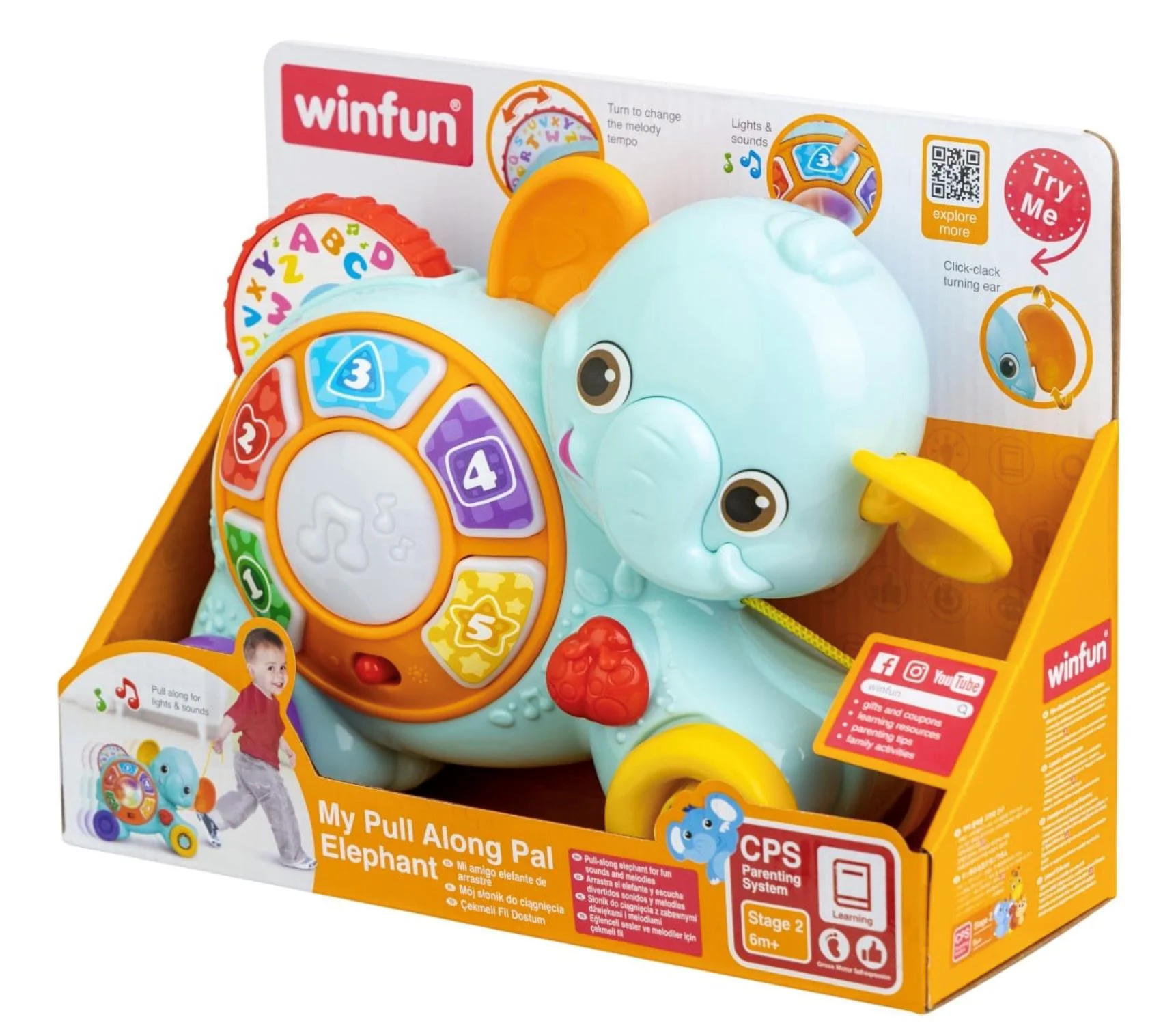 Интерактивная игрушка Winfun Слон с тянущейся веревочкой foto