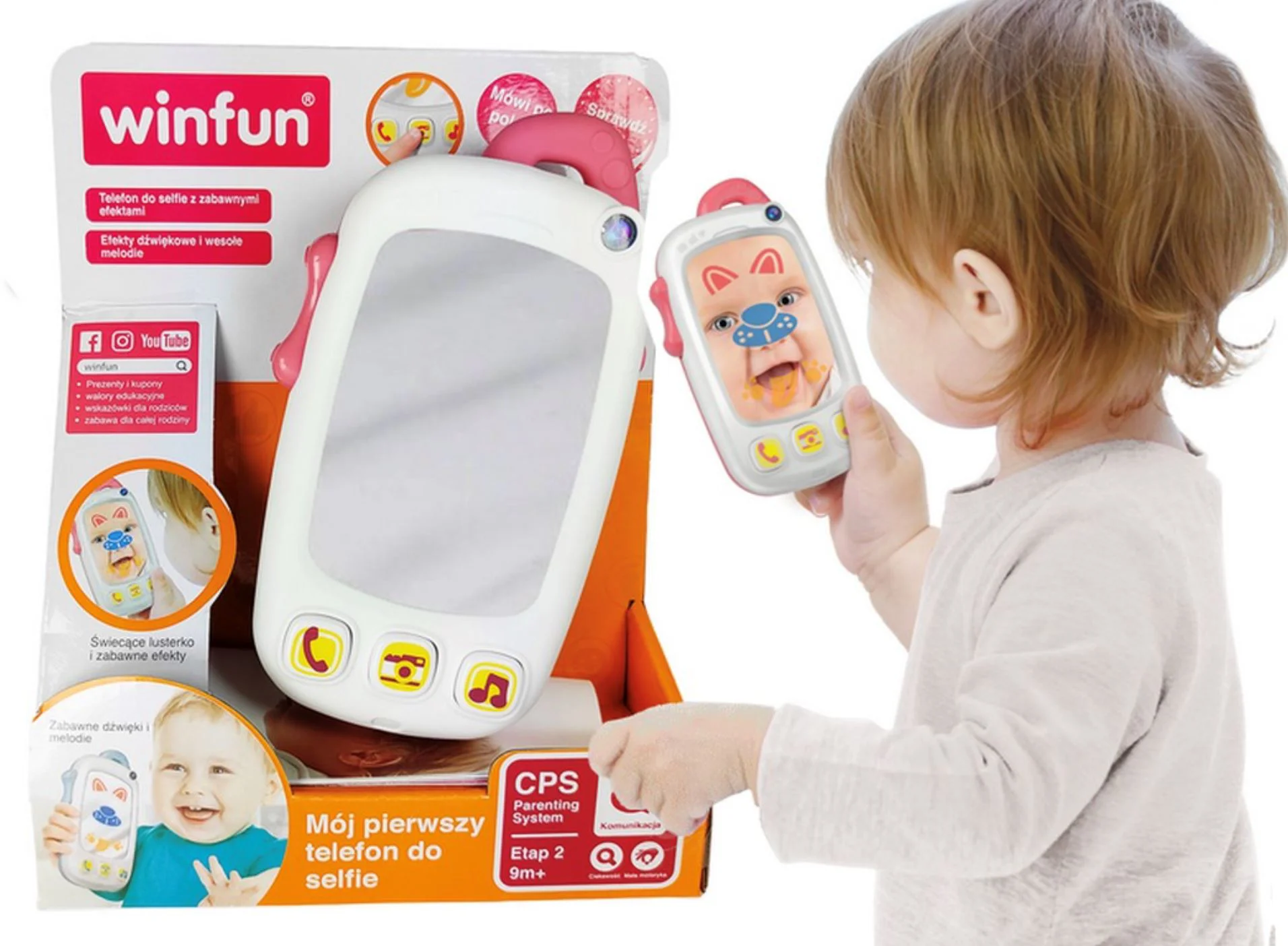 Игрушка для детей Winfun Первый селфи‑телефон со звуками и светом, Розовый foto