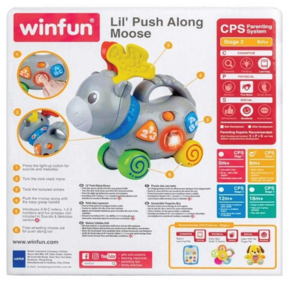 Обучающая игрушка на колёсах Winfun Олень со звуками и светом foto