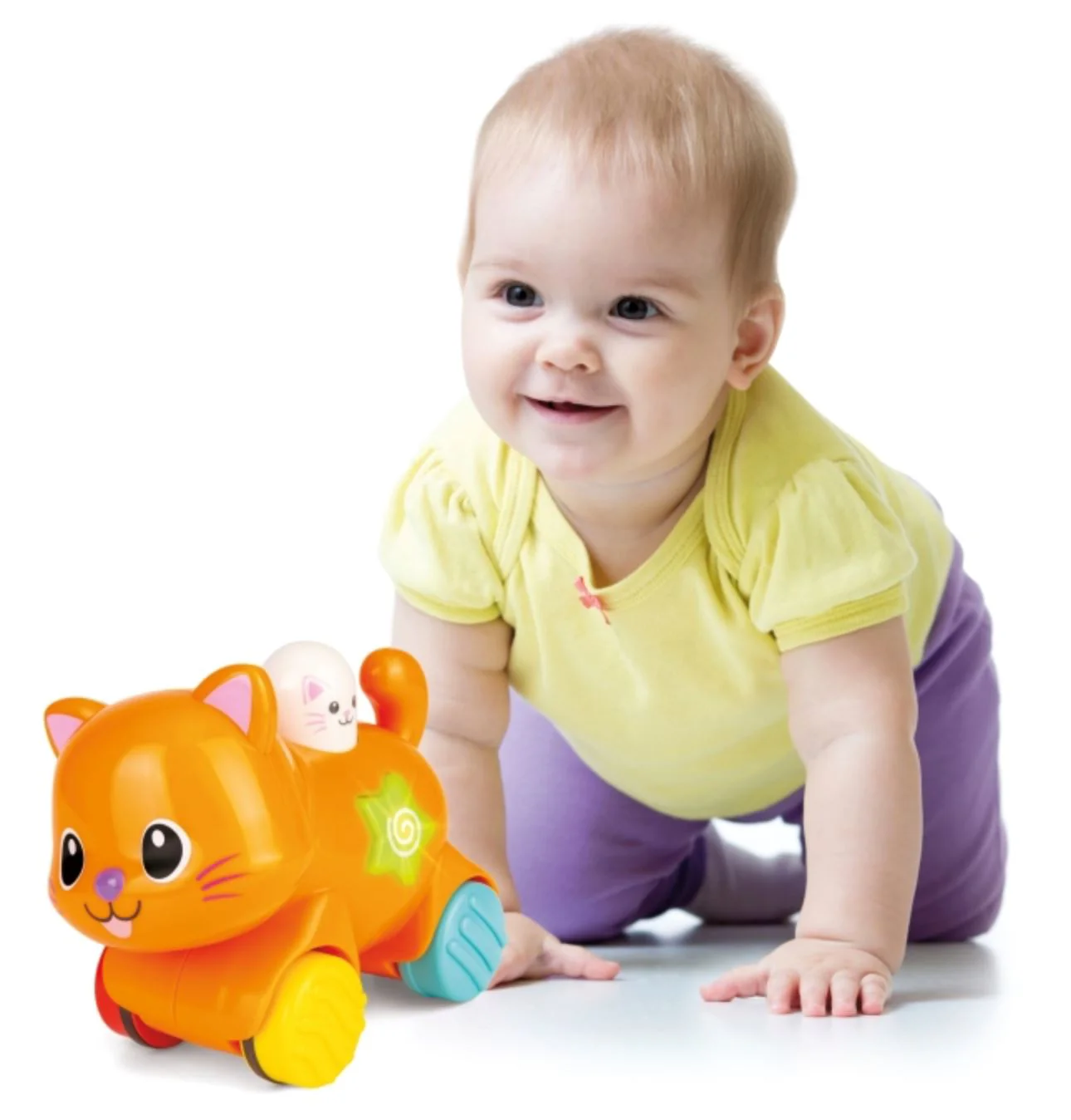 Интерактивная игрушка Winfun Котёнок, нажми и поедет, со звуками и светом foto