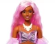 Papusa Barbie Fashionista in rochie roz lucioasa foto