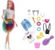 Papusa Barbie cu aspect de leopard cu par in nuante de curcubeu foto