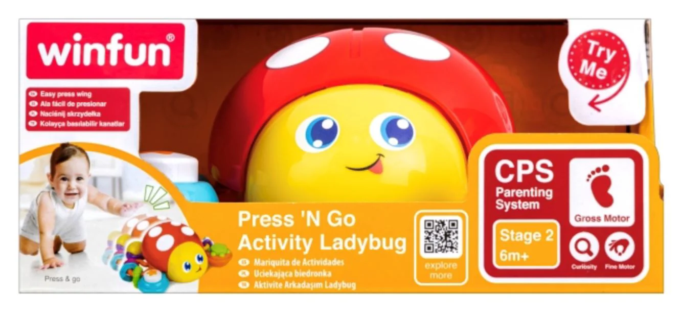 Интерактивная игрушка Winfun Божья коровка, нажми и едет, с активностями и звуками foto