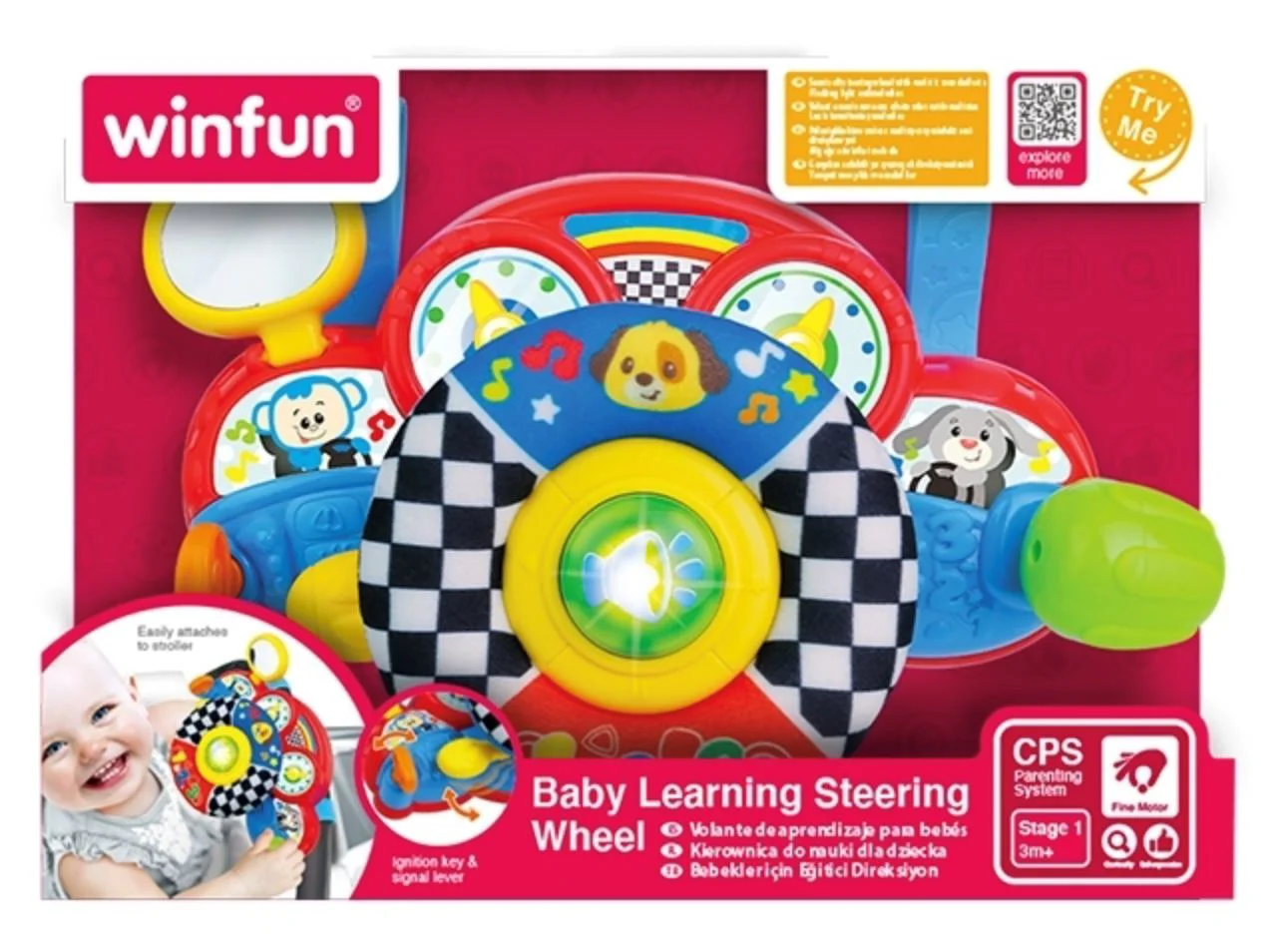 Интерактивная игрушка Winfun Руль с текстильными элементами для подвешивания, со звуками и светом foto
