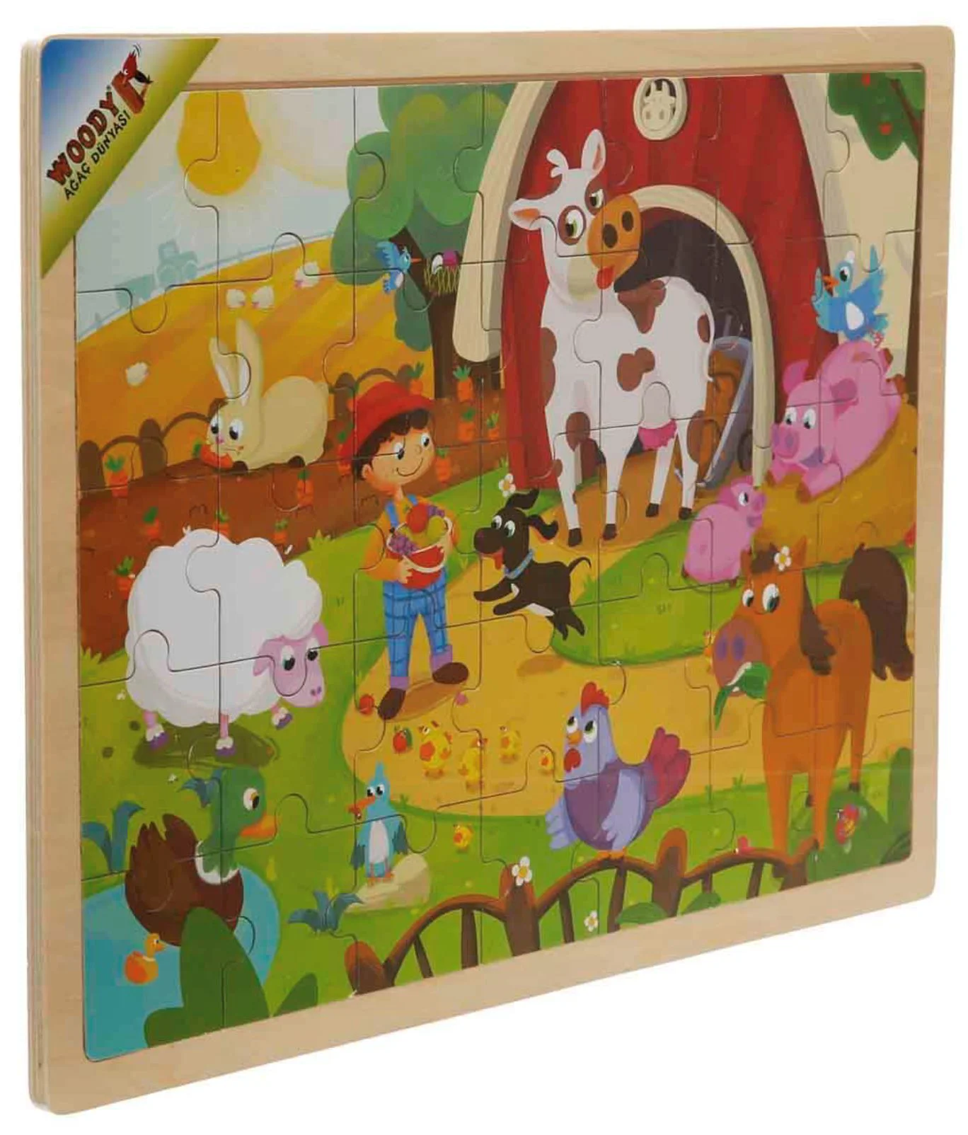 Puzzle din lemn Woody Animale de la ferma, 48 el. foto