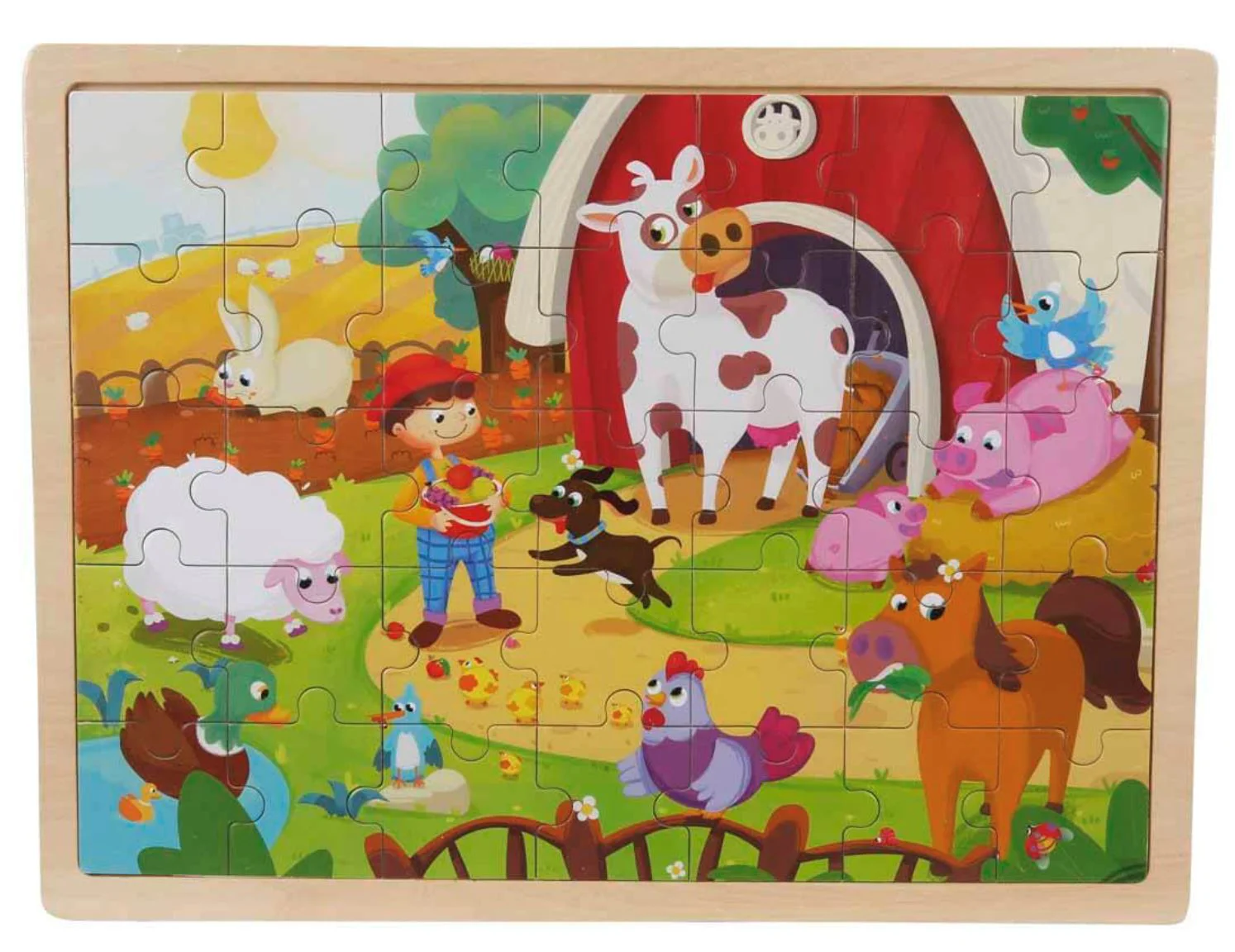 Puzzle din lemn Woody Animale de la ferma, 48 el. foto