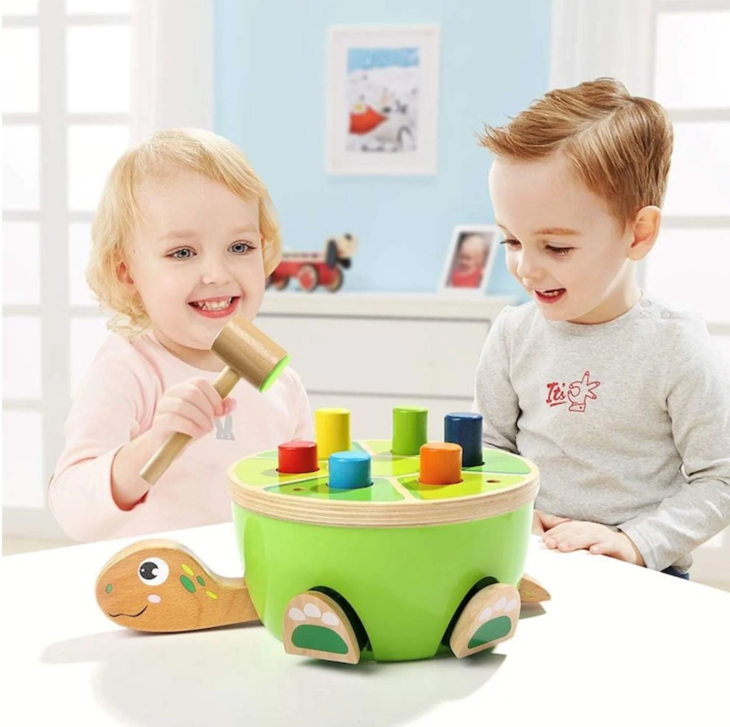 Деревянная игрушка Top Bright Черепаха с молотком foto