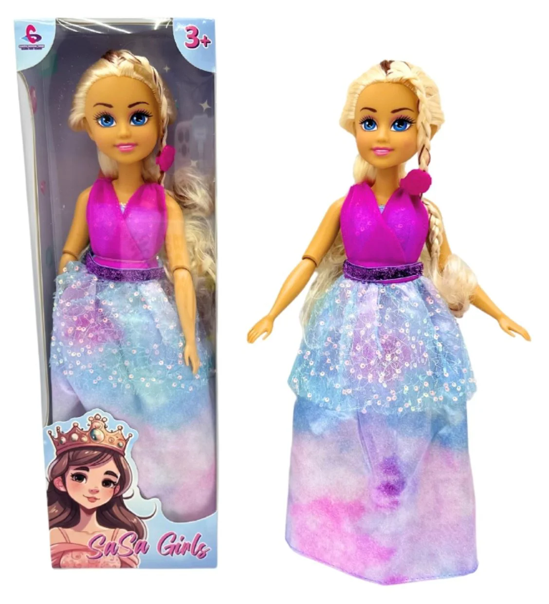 Papusa Sasa Girls Printesa blonda, 2 tipuri, 34 cm foto