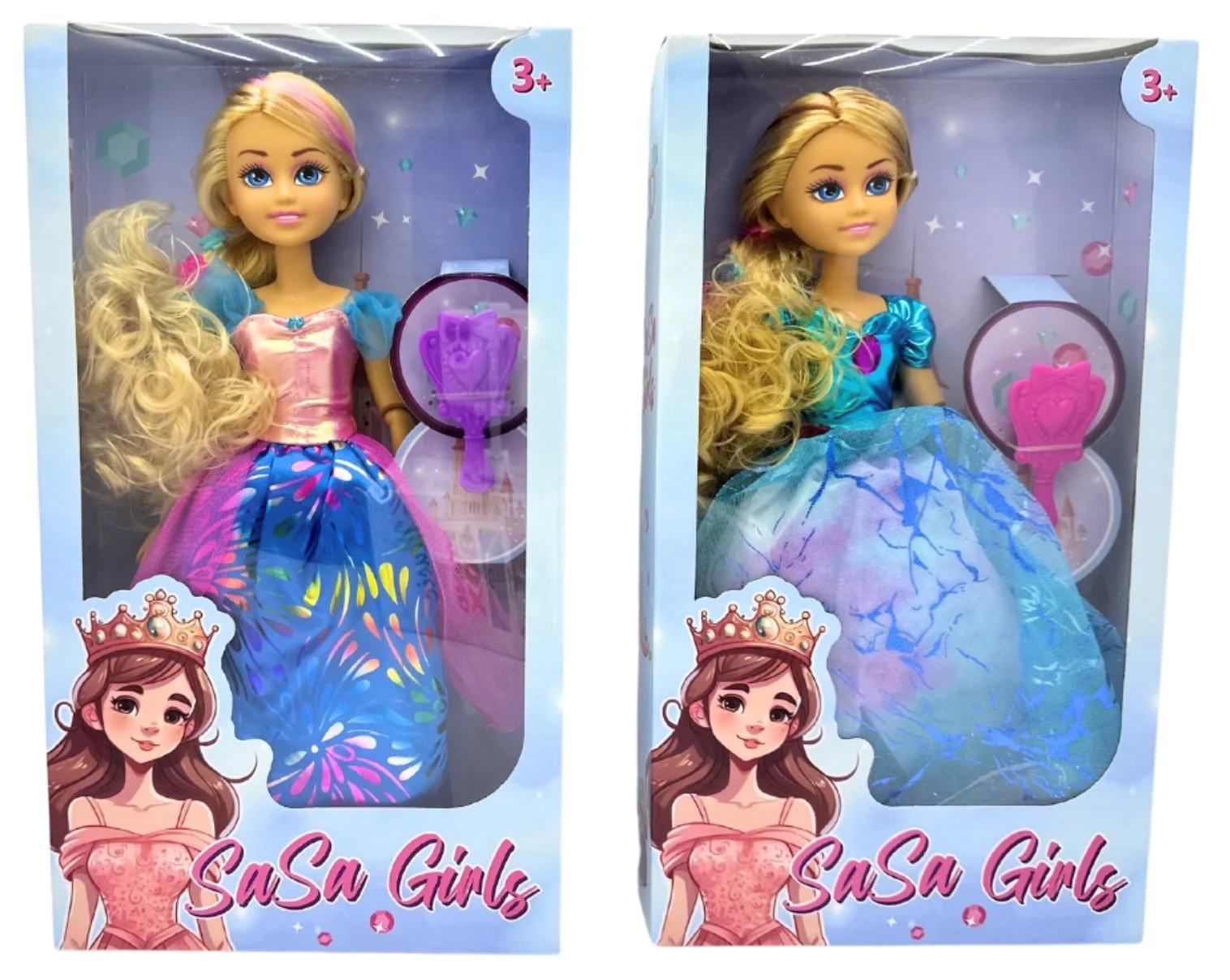 Papusa Sasa Girls Printesa cu accesorii de par, 2 tipuri, 34 cm foto