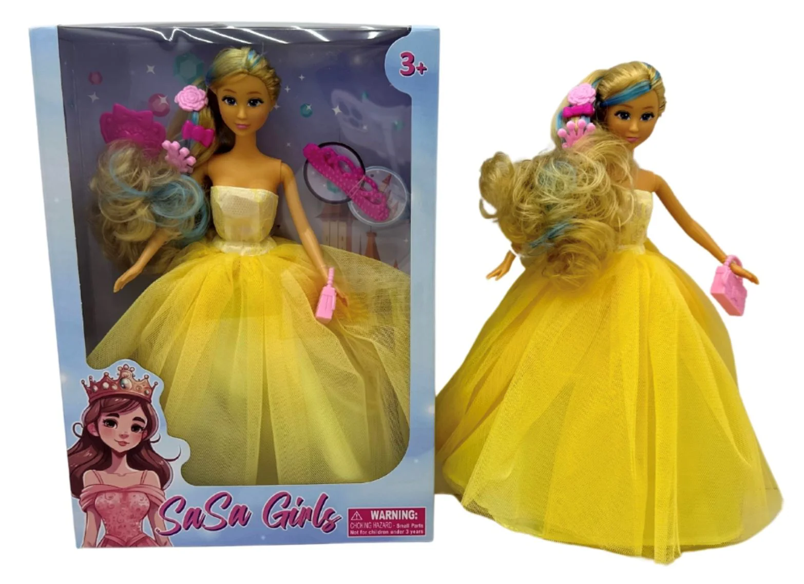 Papusa Sasa Girls Printesa cu accesorii, 3 tipuri, 29 cm foto