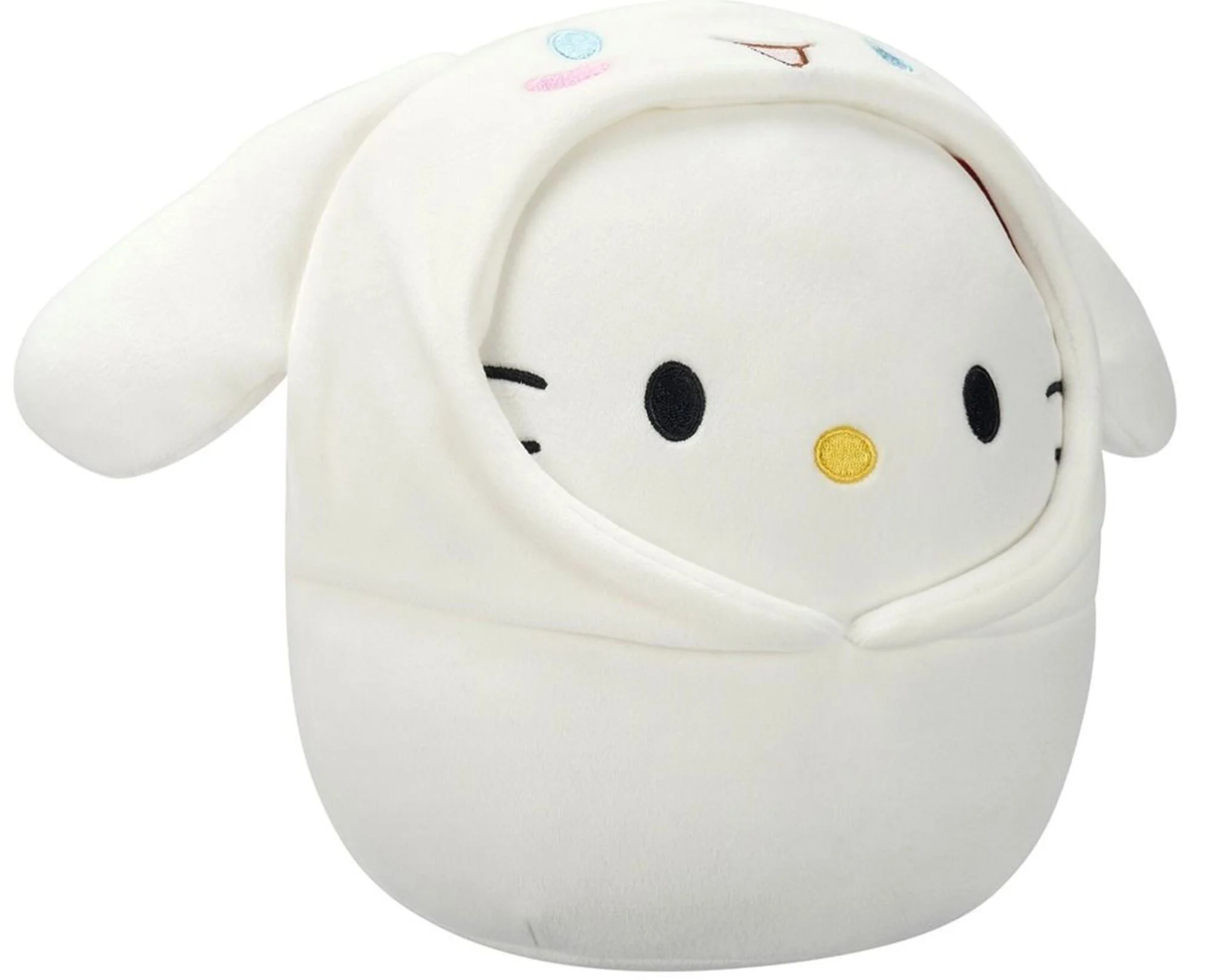 Jucarie de plus Squishmallows Hello Kitty in costum Cinnamoroll, 20 cm foto