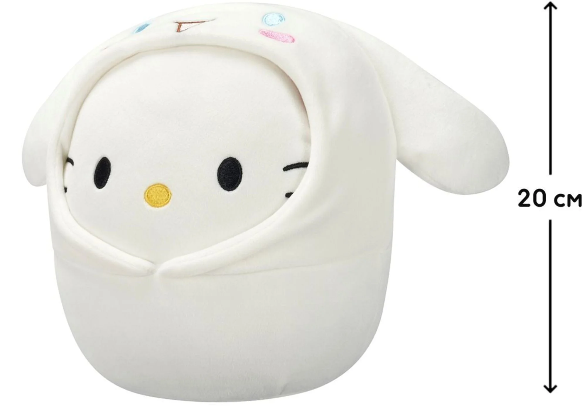 Jucarie de plus Squishmallows Hello Kitty in costum Cinnamoroll, 20 cm foto