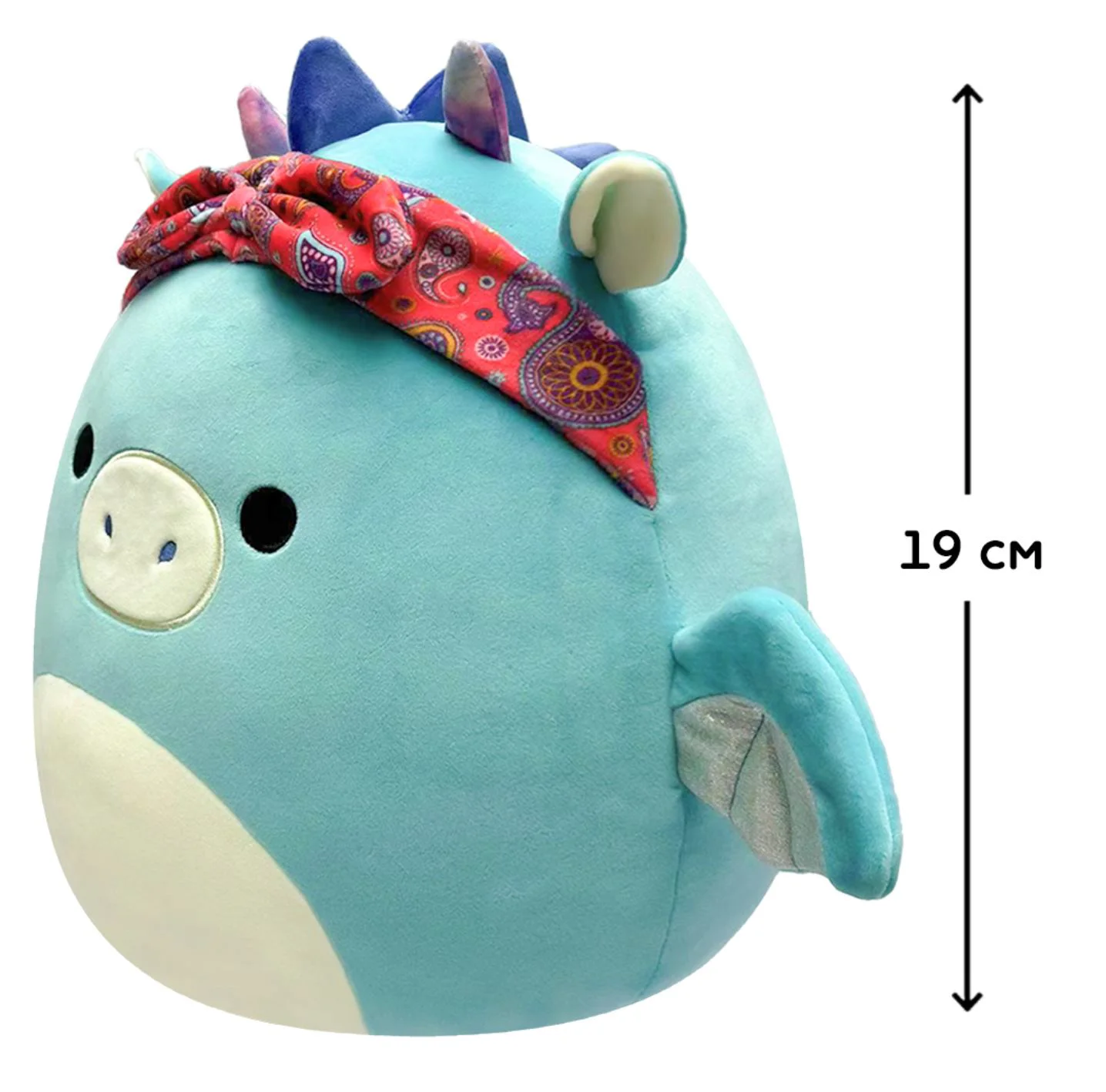Мягкая игрушка Squishmallows Синий дракон с банданой, 19 см foto