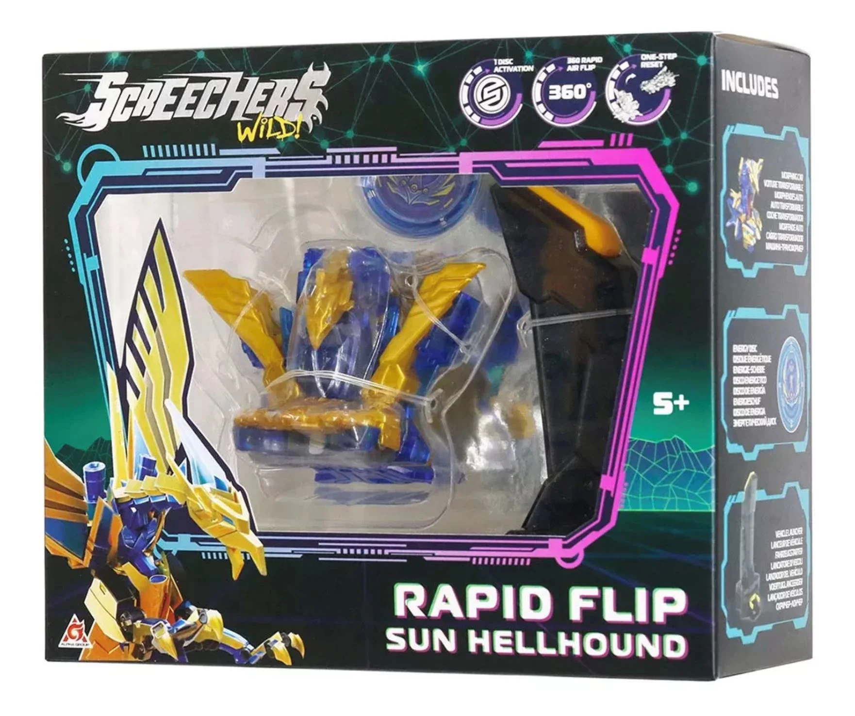 Set de joaca Screechers Wild Robot-transformer Rapid Flip Sun Hellhound foto